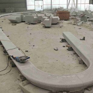 三亚 芝麻白花岗岩弧形花坛石，坐凳石