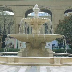 三亚 黄金麻花岗岩异型加工——户外庭院石雕流水喷泉