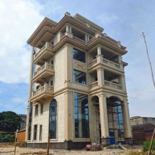 三亚 黄金麻花岗岩石材别墅外墙干挂搭配（雕花栏杆花瓶柱门楼罗马柱）