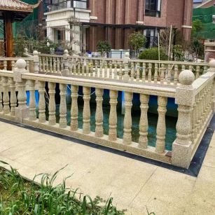 三亚黄金麻花岗岩石材栏杆，扶手，将军柱，花瓶柱