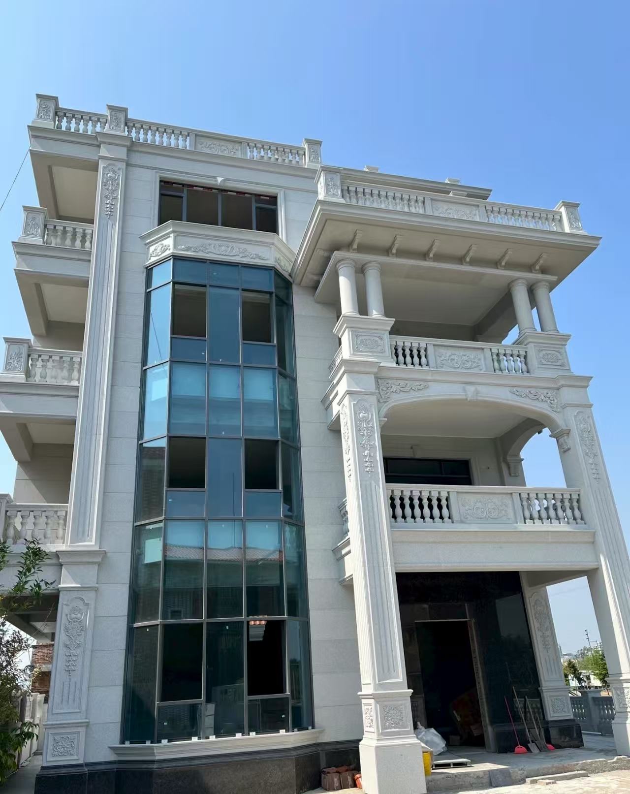 三亚 白麻花岗岩别墅外墙干挂效果展示