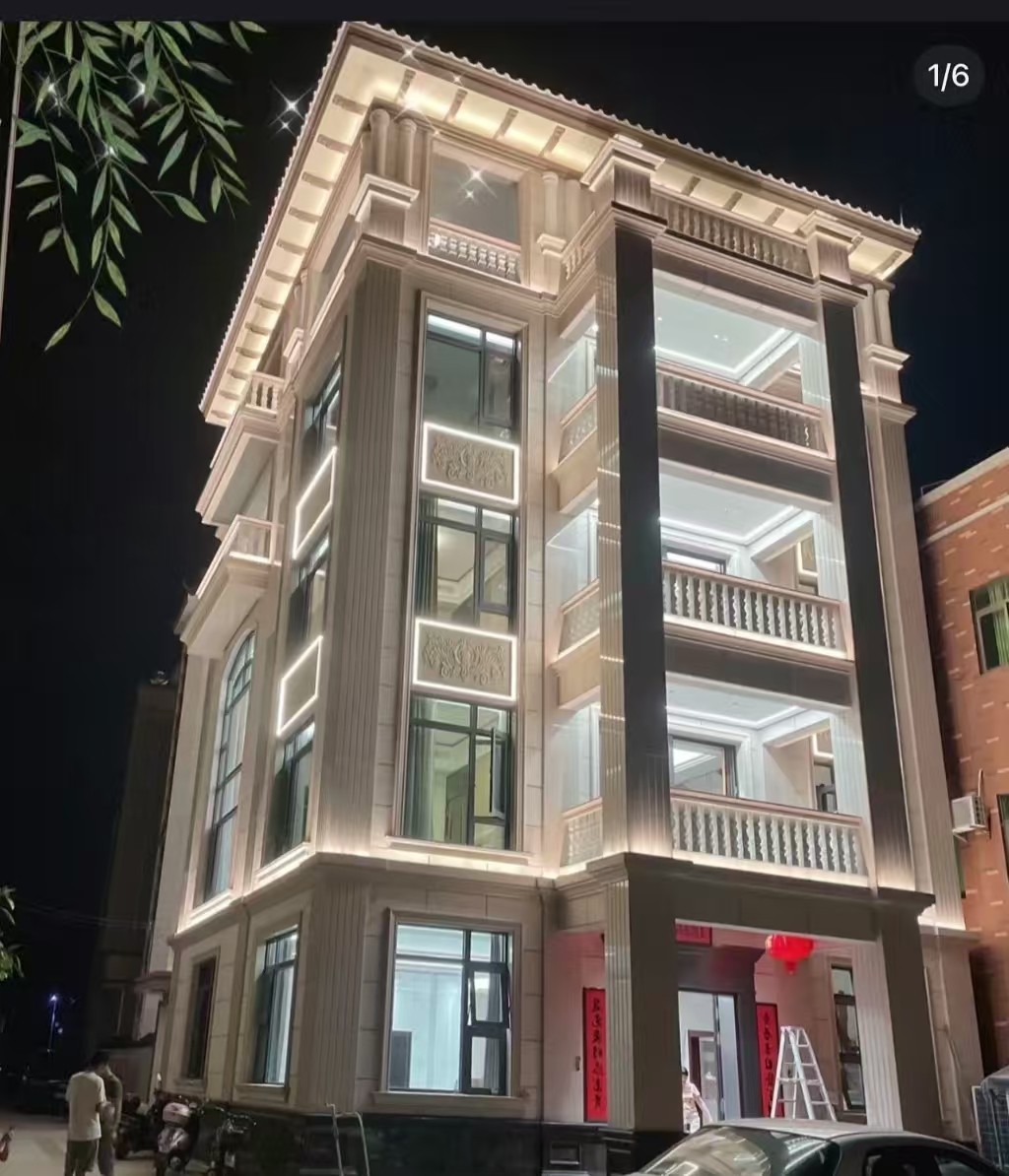 三亚 芝麻白花岗岩别墅外墙夜间效果